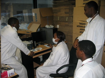 Tanzanians at work rescuing data
