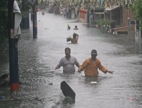 Flooded street in Malawi
