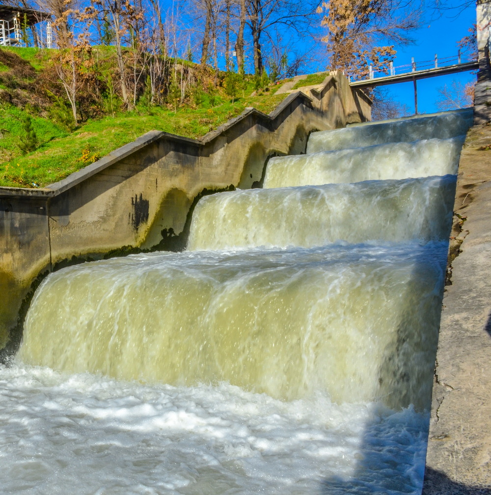 Burdjar hydroelectric power plant waterspill cascade (Tashkent, Uzbekistan)